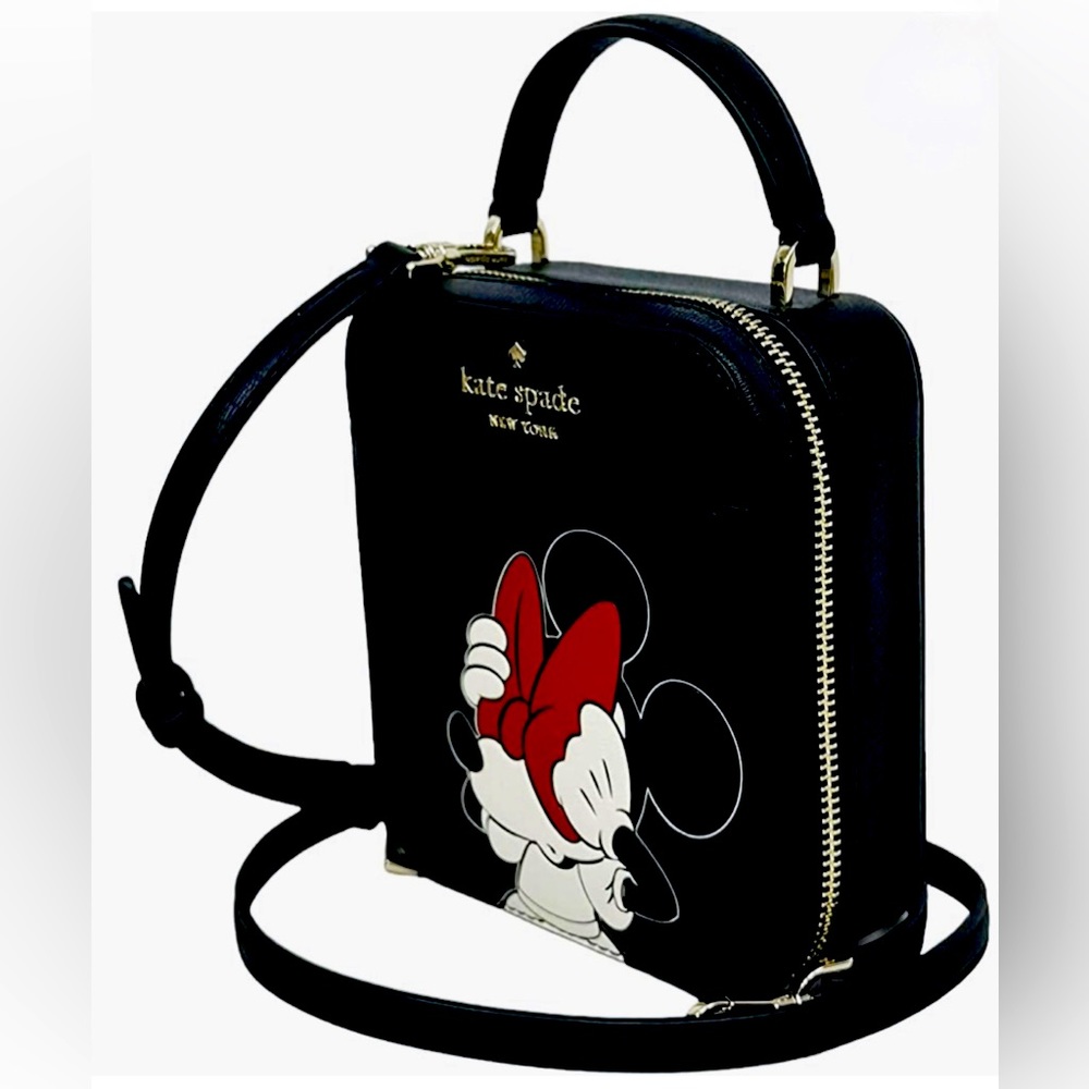 Kate Spade x Disney Minnie Mouse Vanity Case Crossbody K9530 Black Leather